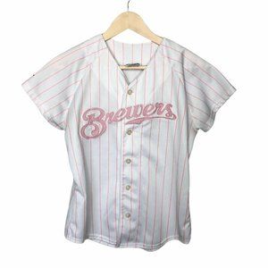 Majestic Milwaukee Brewers Baseball Jersey Pink M